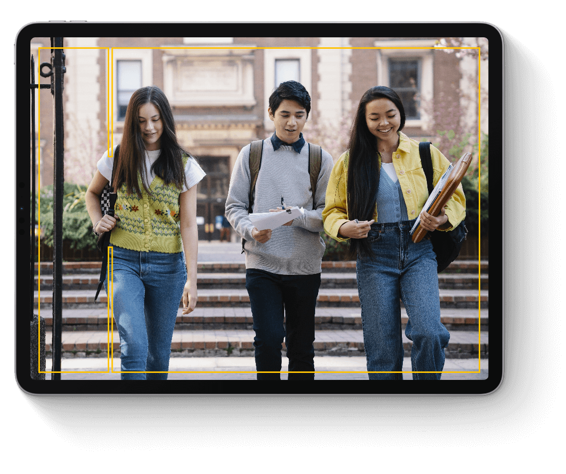 Young college students walking on campus